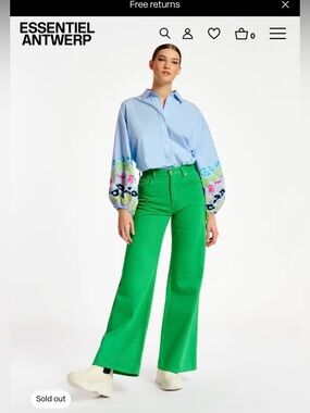 Essentiel Antwerp Green High-Rise Wide Leg Jeans 25